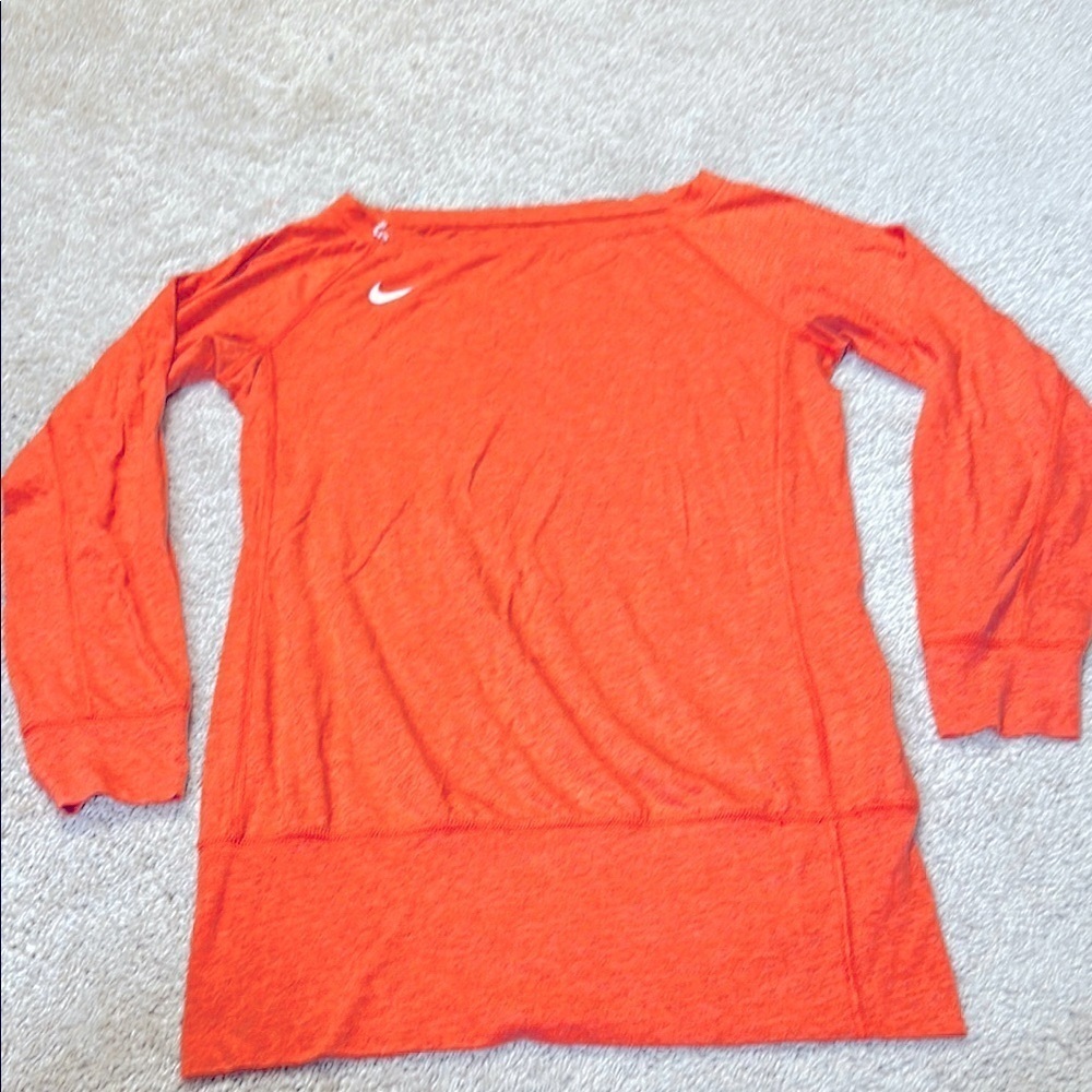 Nike Orange Long Sleeve Long Waisted Shirt Small